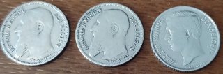 Lote 7 monedas Plata Bélgica 50 céntimos