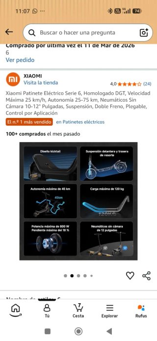 Patinete Eléctrico Xiaomi Serie 6