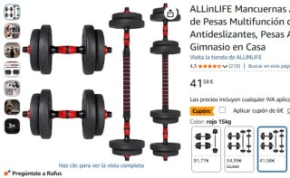 Pack de mancuernas ajustables (15kg)