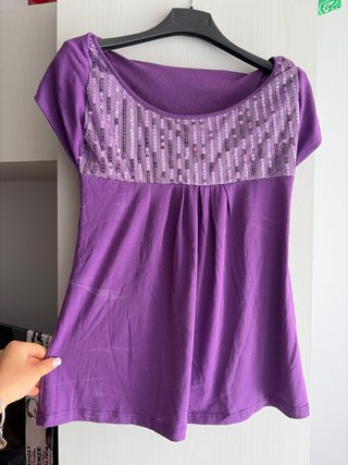 Maglia donna viola con paillettes