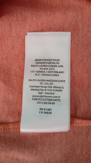 Camiseta Polo Ralph Lauren coral talla XL.