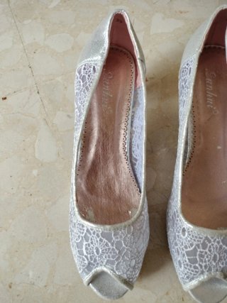 Zapatos de fiesta plateados talla 39