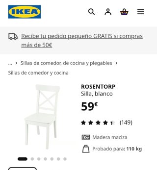 Silla Ikea Rosentorp Blanca