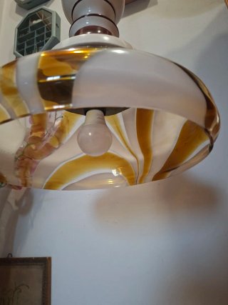 Lampadario vintage ceramica e vetro