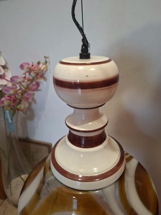 Lampadario vintage ceramica e vetro