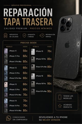 Reparación Cristal Trasero iPhones