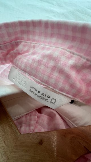 Camisa Zara cuadros vichy rosa
