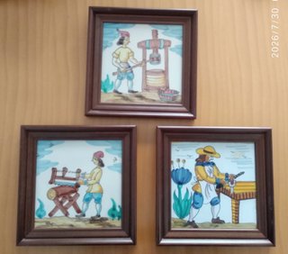3 Azulejos Decorativos Enmarcados