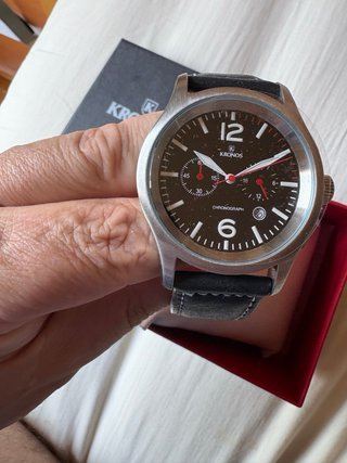 Reloj Kronos Cronógrafo Negro y Plateado
