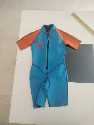 Traje de baño neopreno infantil azul y naranja