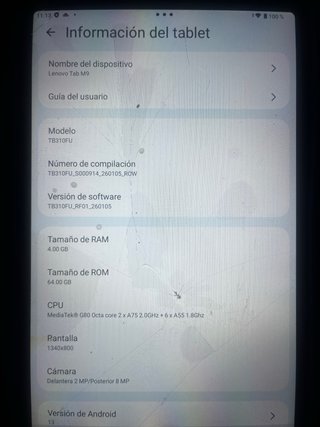 Tablet Lenovo Negra