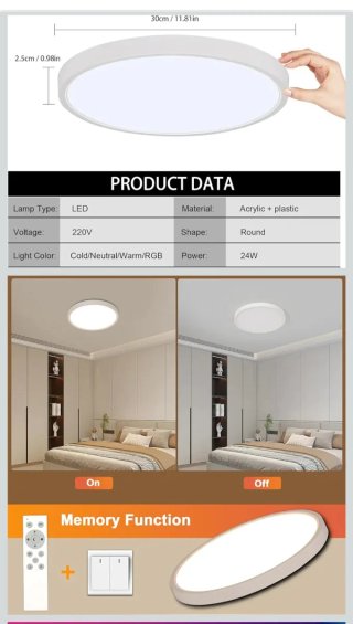 Lampada LED da soffitto dimmerabile