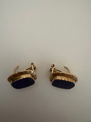 Pendientes Vintage Oro 12K Lapislázuli