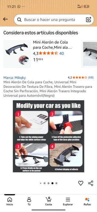 Mini alerón trasero coche Negro20