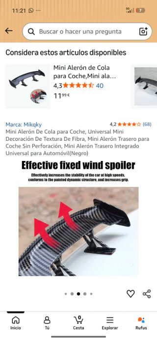 Mini alerón trasero coche Negro20