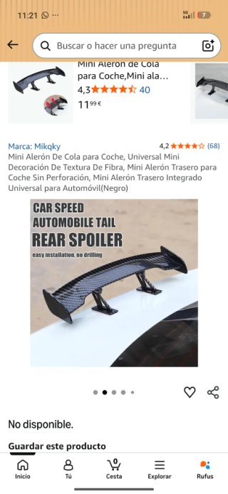 Mini alerón trasero coche Negro20