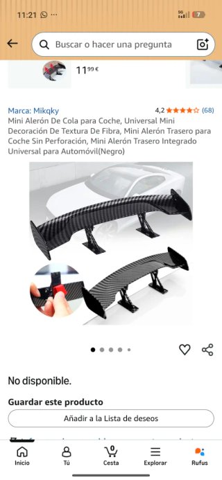 Mini alerón trasero coche Negro20