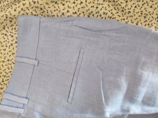 Pantalón Mango Lino Azul Talla 36