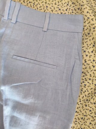 Pantalón Mango Lino Azul Talla 36