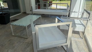 Juego de sillones de jardín aluminio y cristal