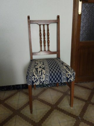 Conjunto 6 sillas madera y tela