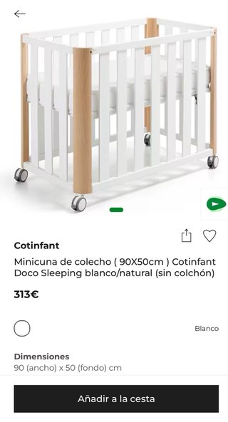 Minicuna colecho Cotinfant Doco 50x90 + colchón