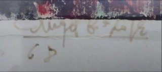 Cuadro antiguo Arlequines, firmado.