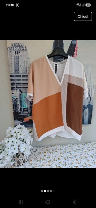 Blusa donna color block taglia unica