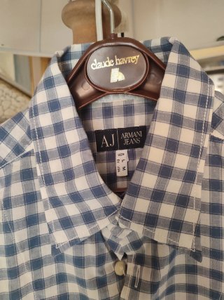 Camicia Armani Jeans a quadri blu e bianca