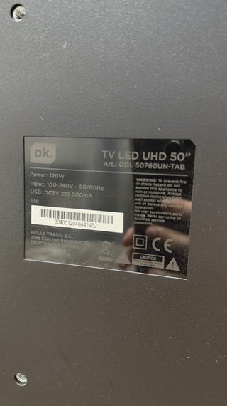 Televisor LED de 50 pulgadas, marca OK, modelo ODL