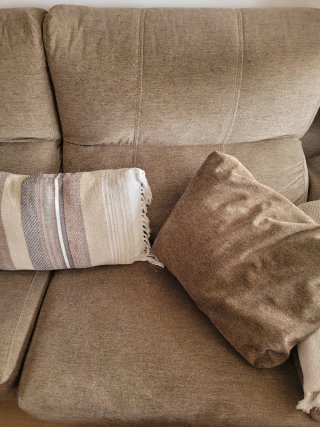Sofá Chaise Longue Beige/Marrón+ 2 butacas