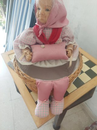 Costurero Abuela Mimbre Rosa