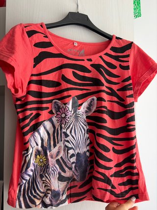 Maglietta con stampa zebra e fiori