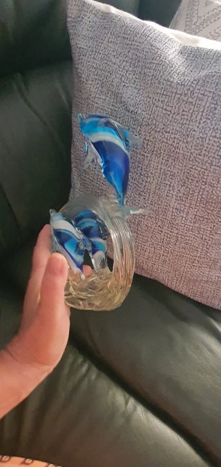 Figura Delfines Cristal Azul