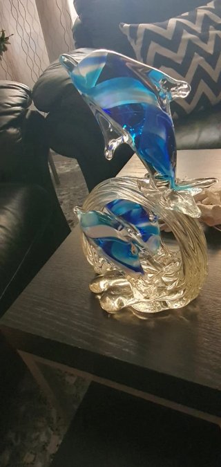 Figura Delfines Cristal Azul