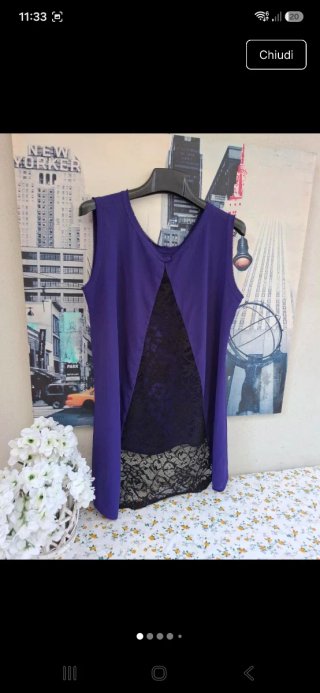 Blusa donna con pizzo viola