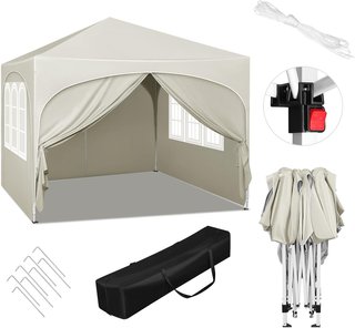Tende pieghevoli 3x3 beige con lati nuovi