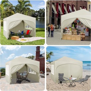 Tende pieghevoli 3x3 beige con lati nuovi