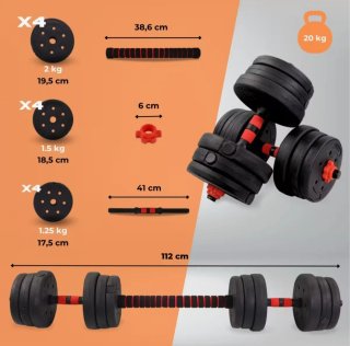 Kit Mancuernas Ajustables 20kg