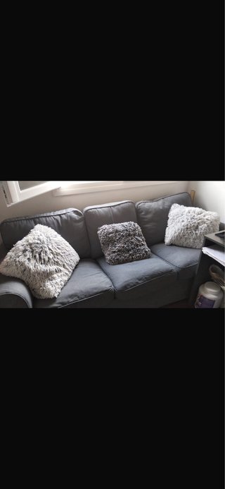 Sofá gris de tela ikea