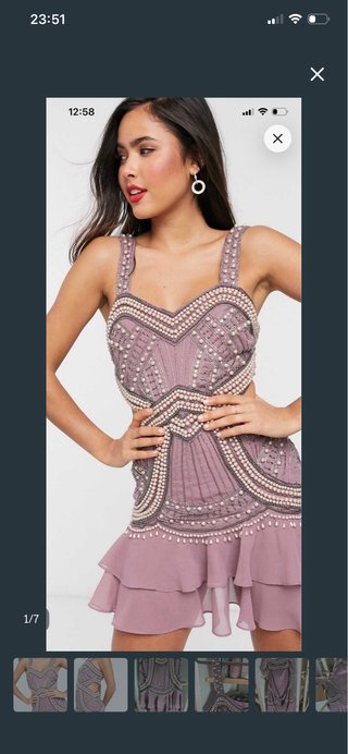 Vestido Morado Pedrería Talla S