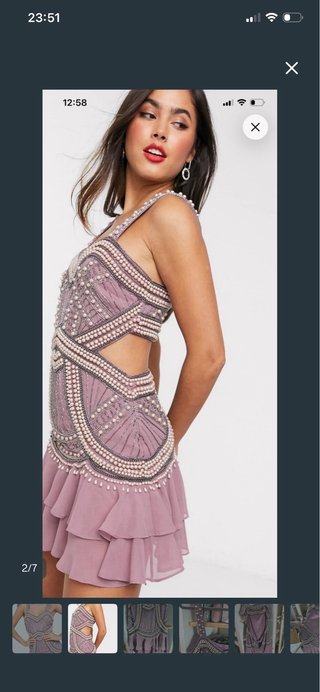 Vestido Morado Pedrería Talla S