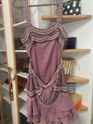 Vestido Morado Pedrería Talla S
