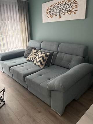Sofá modular tela gris azulado