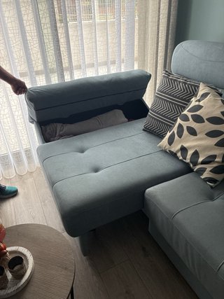 Sofá modular tela gris azulado