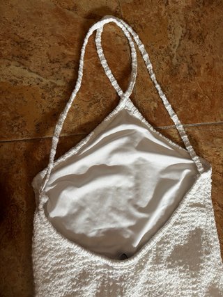 Vestido largo de tirantes, color blanco. Talla S.