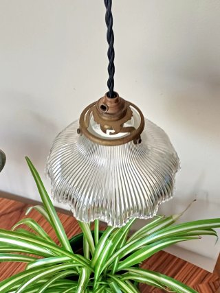 Lámpara de techo vintage cristal y metal años 50s