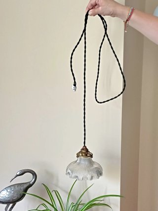 Lámpara de techo vintage cristal y metal años 50s