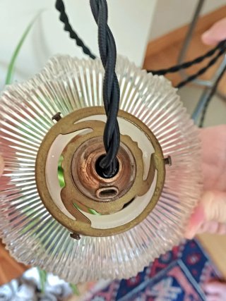 Lámpara de techo vintage cristal y metal años 50s