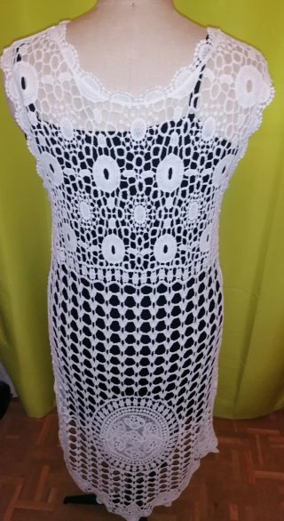 Vestido crochet blanco playa talla única